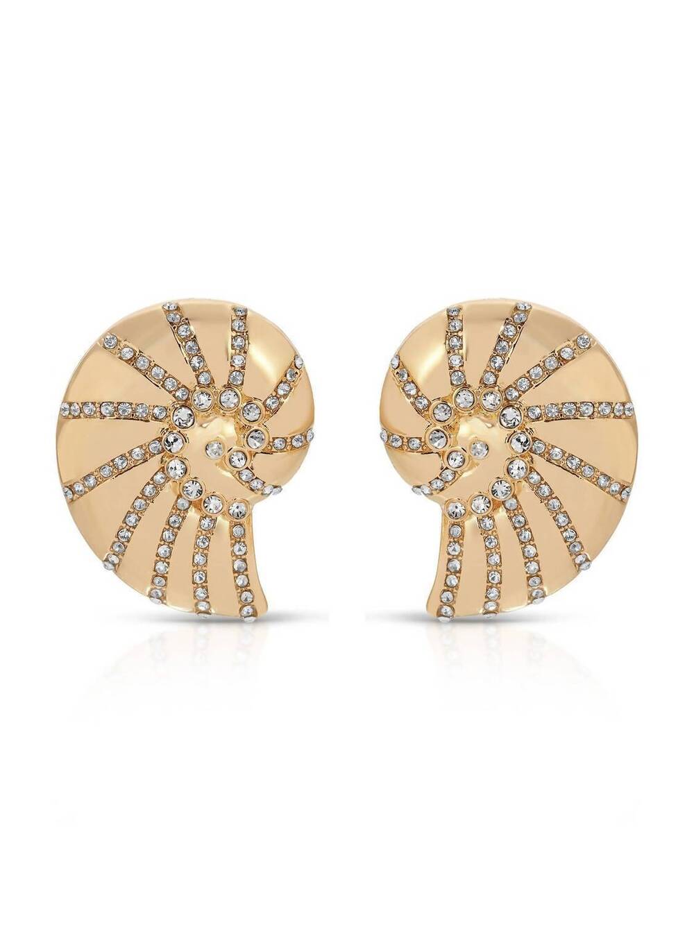 NEW ETTIKA crystal studded nautilus shell earrings in gold